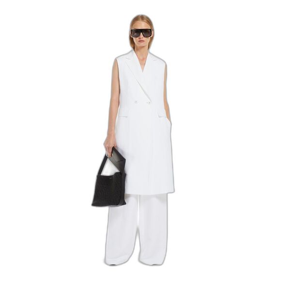 Max Mara Studio White Double Breasted Viscose & Linen Waistcoat Size 16 (1130) - Picture 1 of 4